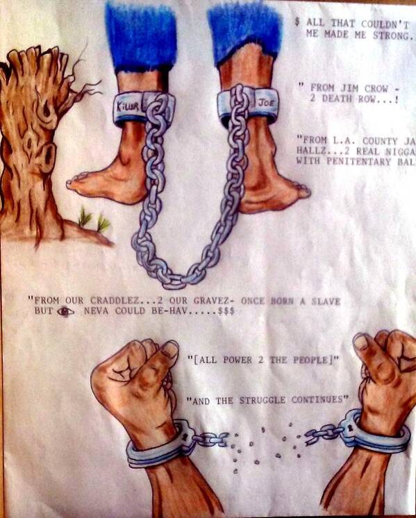 Blak Art Poster featuring the drawing from Jim Crow to death row by Joedee