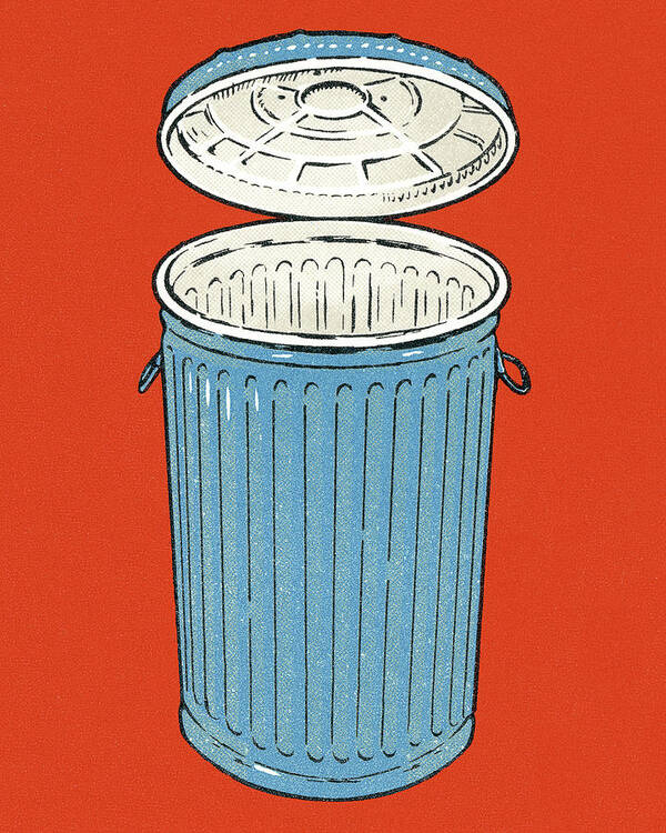 Bin Poster featuring the drawing Garbage Can With Lid by CSA Images