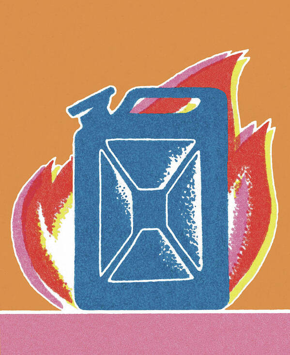 Blaze Poster featuring the drawing Gas Can on Fire by CSA Images