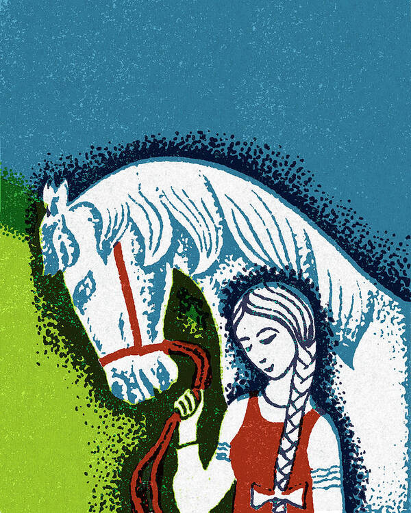 Adolescence Poster featuring the drawing Girl and a Horse by CSA Images