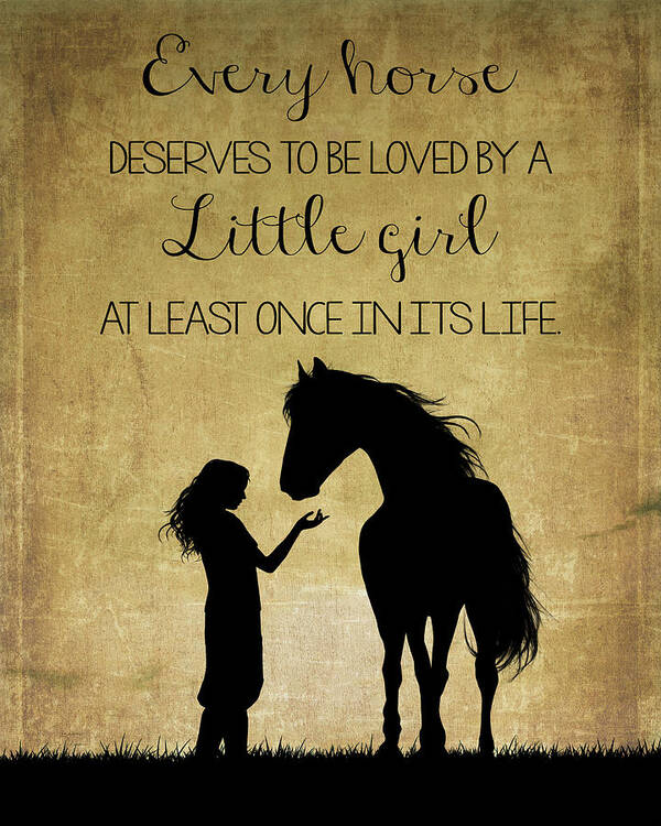Girl Poster featuring the digital art Girl and Horse Silhouette by Teresa Wilson