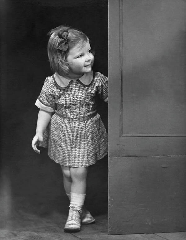 Child Poster featuring the photograph Girl Coming Outside by George Marks