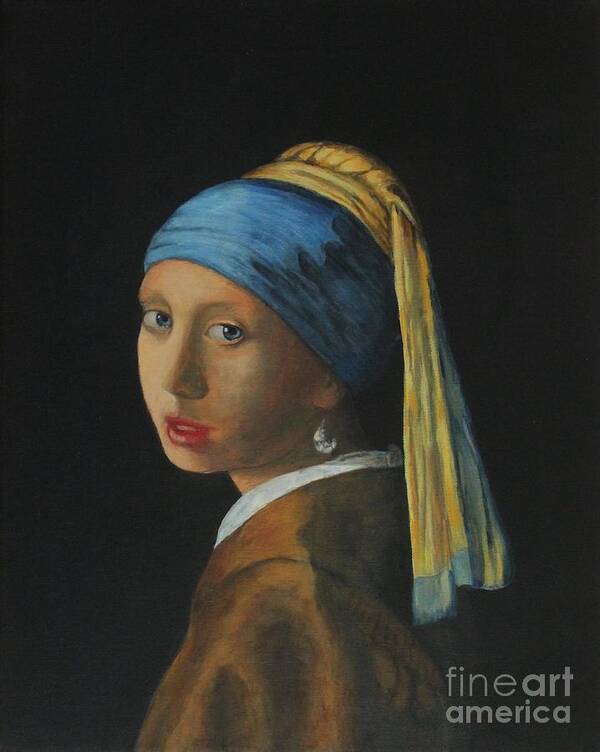 Girl With A Pearl Earring Poster featuring the painting Girl with a pearl earring by Bob Williams