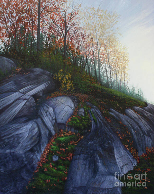 Oil Painting Poster featuring the painting Granite's Grasp by Shelley Newman