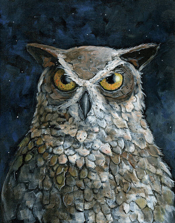 Great Horned Owl Poster featuring the painting Great Horned Owl by Jamin Still