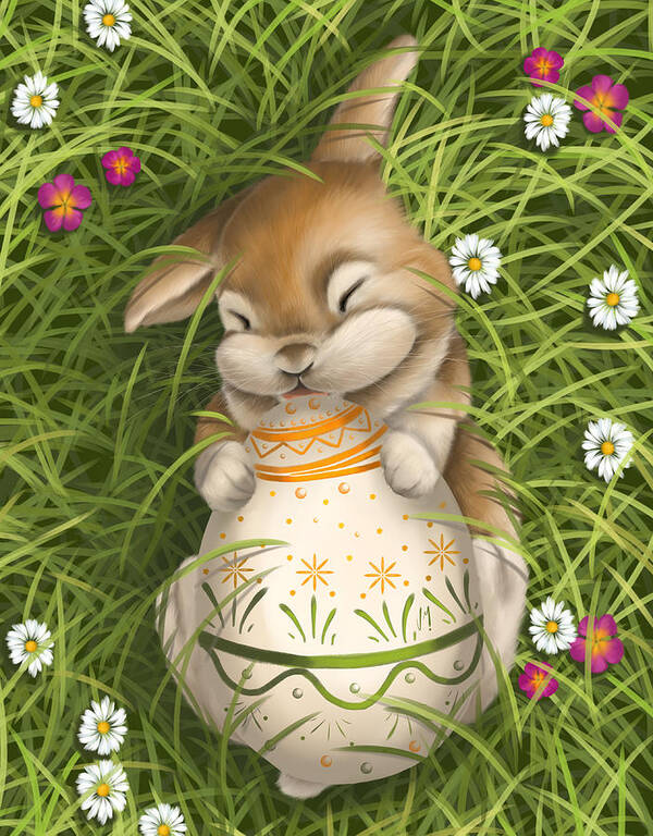 Bunny Poster featuring the painting Happy Easter 2019 by Veronica Minozzi