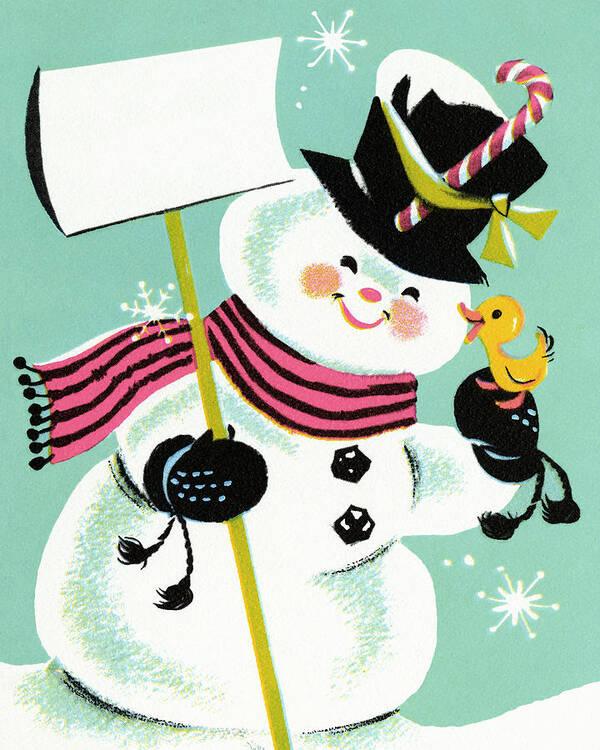 Accessories Poster featuring the drawing Happy Snowman by CSA Images