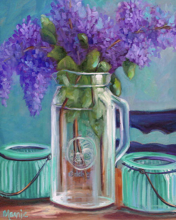 Homestead Lilacs Poster featuring the painting Homestead Lilacs by Marnie Bourque