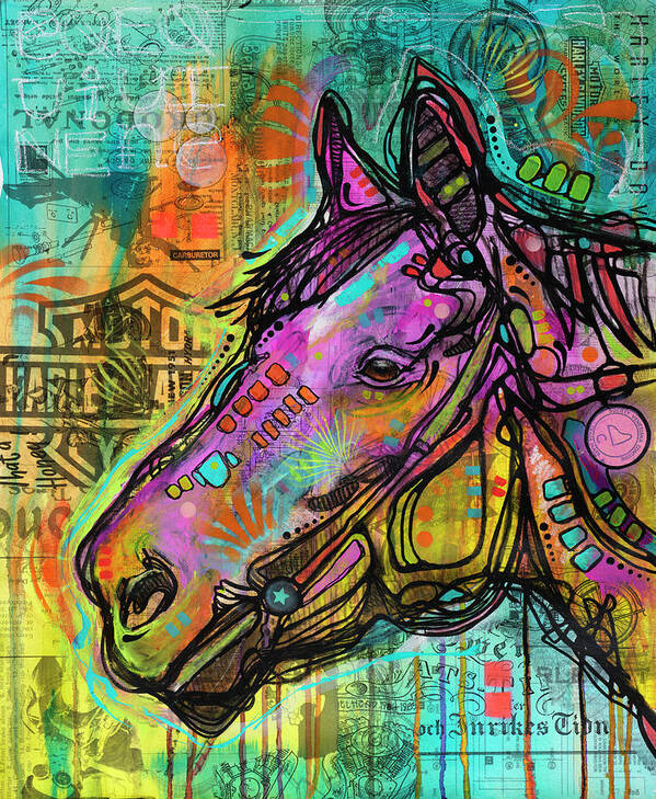 Horsepower Poster featuring the mixed media Horsepower by Dean Russo- Exclusive