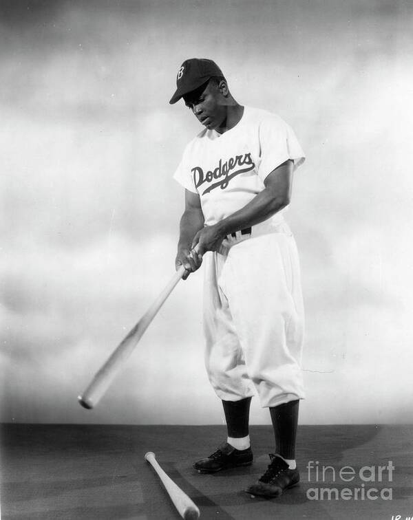 People Poster featuring the photograph Jackie Robinson Full Figure Portrait by Transcendental Graphics