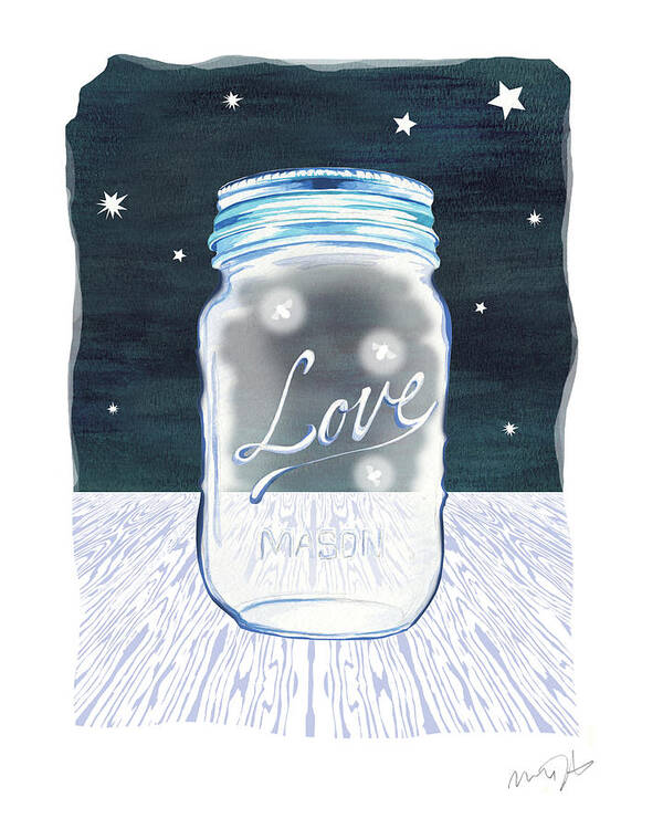 Mason Jar Poster featuring the painting Jane Mason Jar by Green Girl Canvas