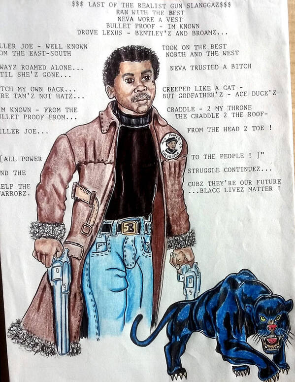 Black Art Poster featuring the drawing Killer Joe by Joedee
