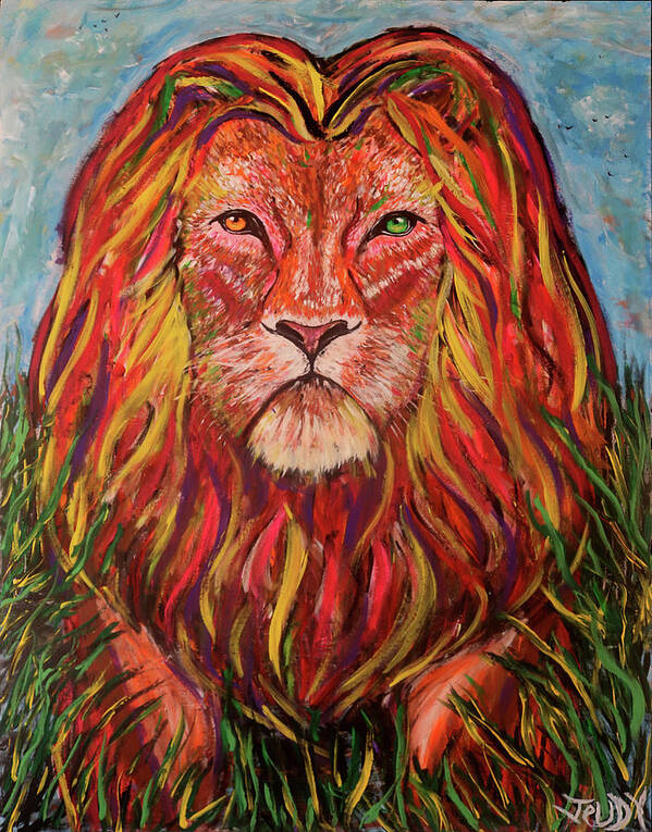 Lion King Painting Poster featuring the painting Lion King by Jeff Jeudy