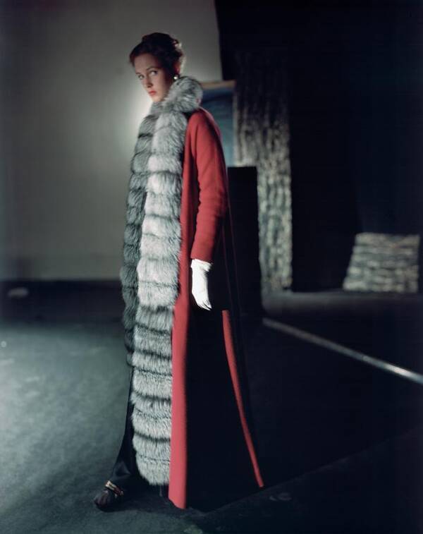 Fashion Poster featuring the photograph Lucile Carhart In A Mainbocher Coat by Horst P. Horst