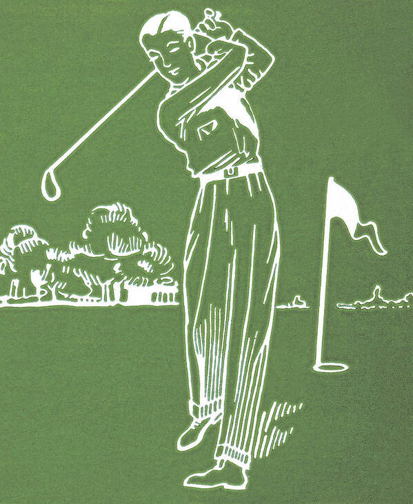 Action Poster featuring the drawing Man Golfing by CSA Images