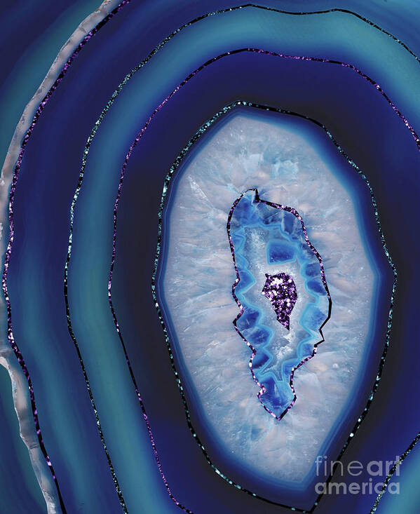 Color Poster featuring the mixed media Mermaid Agate with Purple Blue Glitter #1 #gem #decor #art by Anitas and Bellas Art