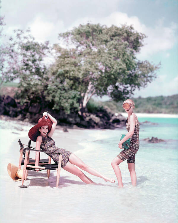 Beach Poster featuring the photograph Models at the Beach in St. John by Richard Rutledge