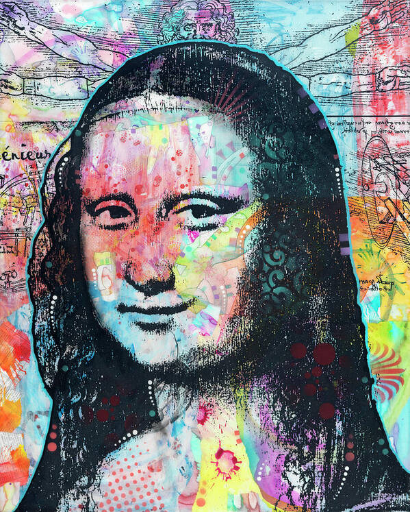 Gioconda Poster featuring the mixed media Mona Lisa With David On Top by Dean Russo