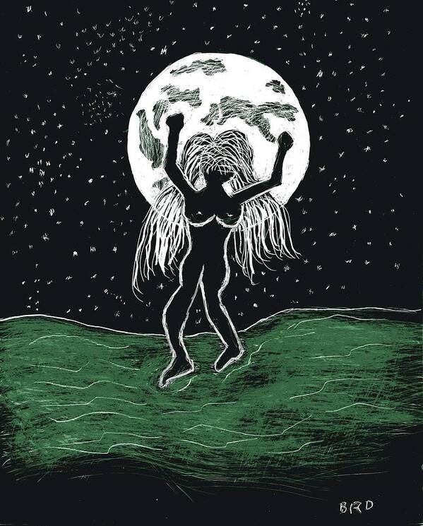 Moon Poster featuring the drawing Moon Dancer by Branwen Drew