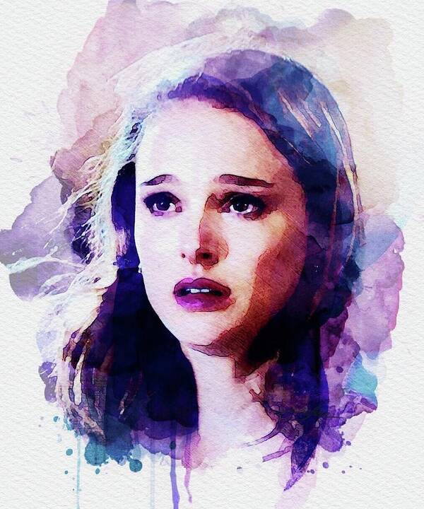 Natalie Portman Poster featuring the mixed media Natalie - No Strings Attached by Shehan Wicks