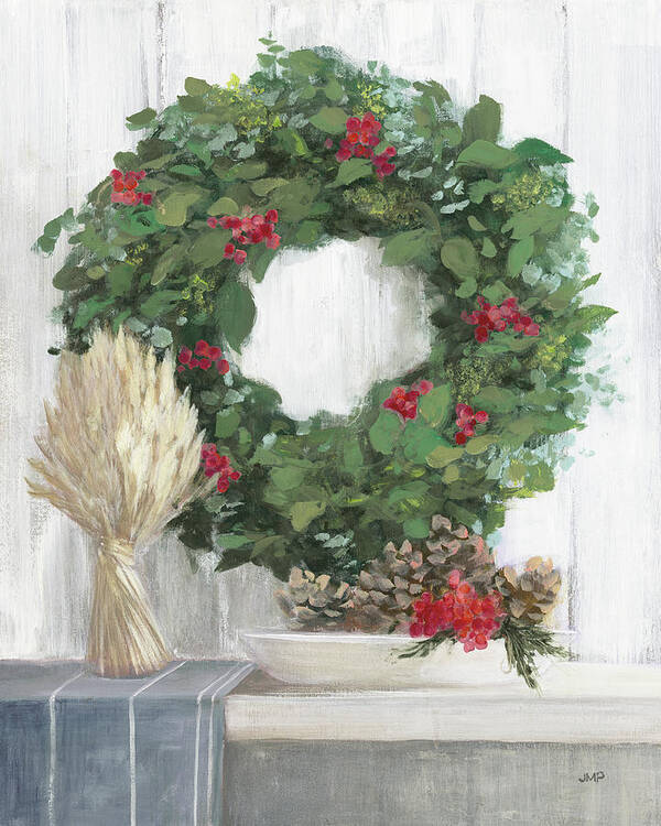 Christmas Poster featuring the painting Natural Christmas II Blue by Julia Purinton