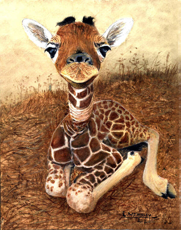 Giraffe Poster featuring the painting Baby Giraffe by Carl McKinley