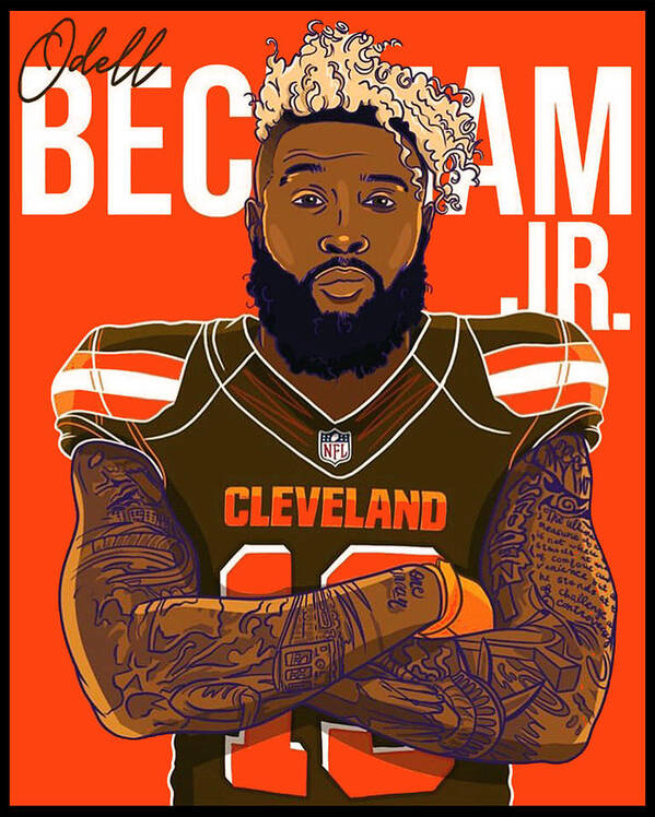 Browns Poster featuring the digital art Odell Beckham Jr. browns by Bian Lokmar