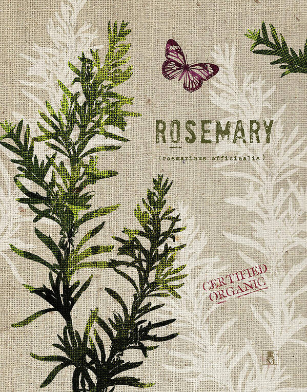 Beige Poster featuring the mixed media Organic Rosemary by Studio Mousseau