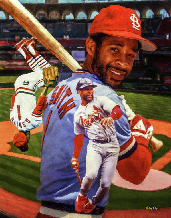 Ozzie Smith St Louis Cardinals MLB Baseball Busch Stadium Art