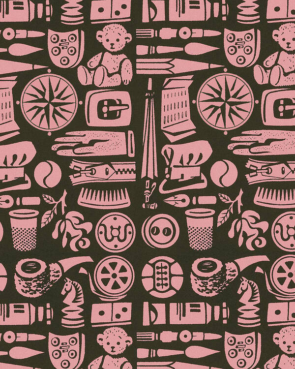 Background Poster featuring the drawing Pattern of Various Objects by CSA Images