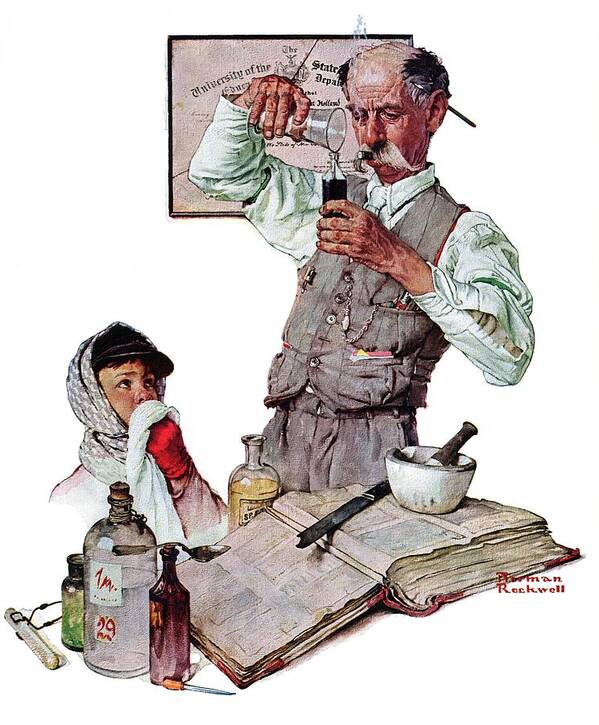 Boy Poster featuring the painting Pharmacist by Norman Rockwell