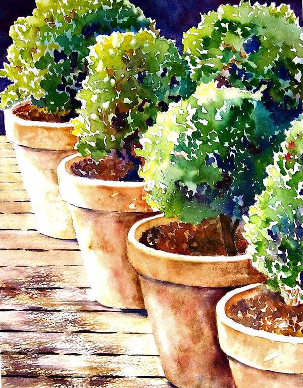 Clay Pots Poster featuring the painting Plants in Pots by Beth Fontenot