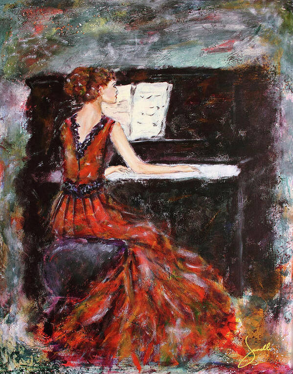 Playing Chopin Poster featuring the mixed media Playing Chopin by Janelle Nichol