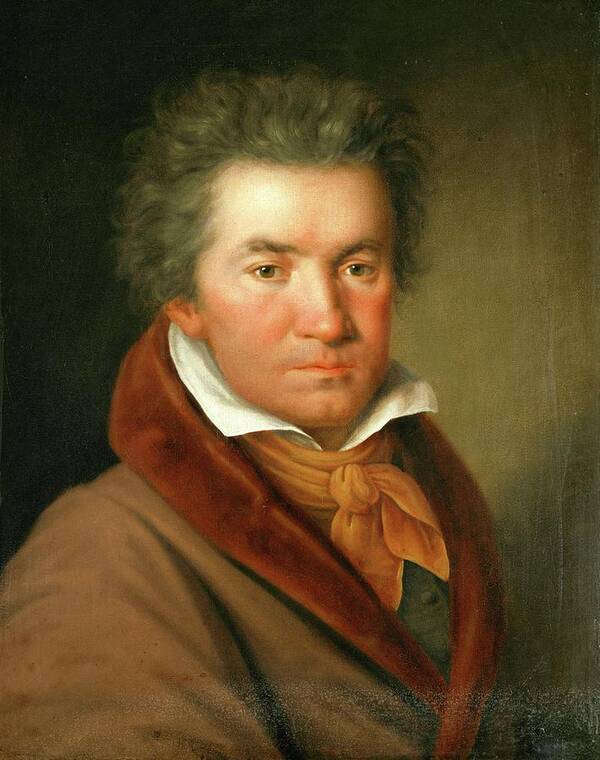 Ludwig Van Beethoven Poster featuring the painting Portrait of Ludwig van Beethoven -1770 - 1827- German composer and pianist., Artist unknown. by Album