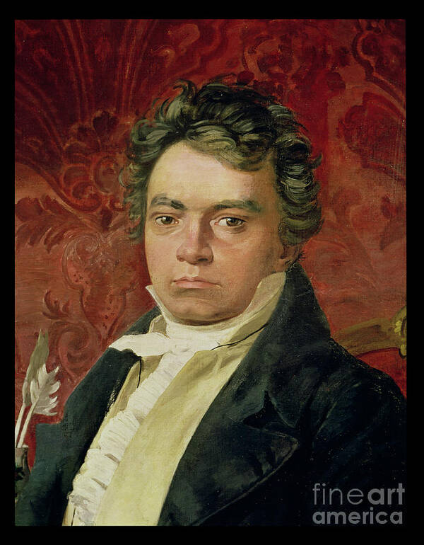Serious Poster featuring the painting Portrait Of Ludwig Van Beethoven by Italian School