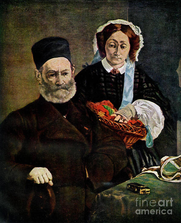 People Poster featuring the drawing Portrait Of Monsieur And Madame Auguste by Print Collector