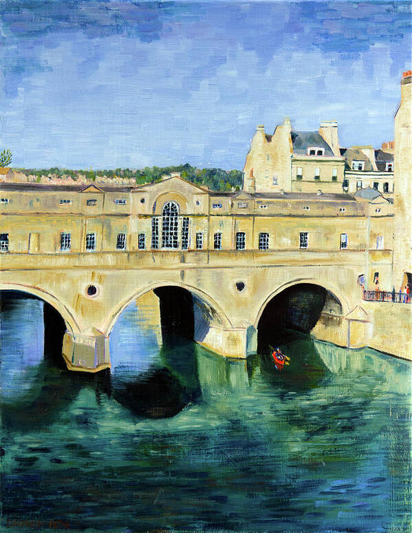 Abstract Expressionism Poster featuring the painting Pulteney Bridge Canoe by Seeables Visual Arts