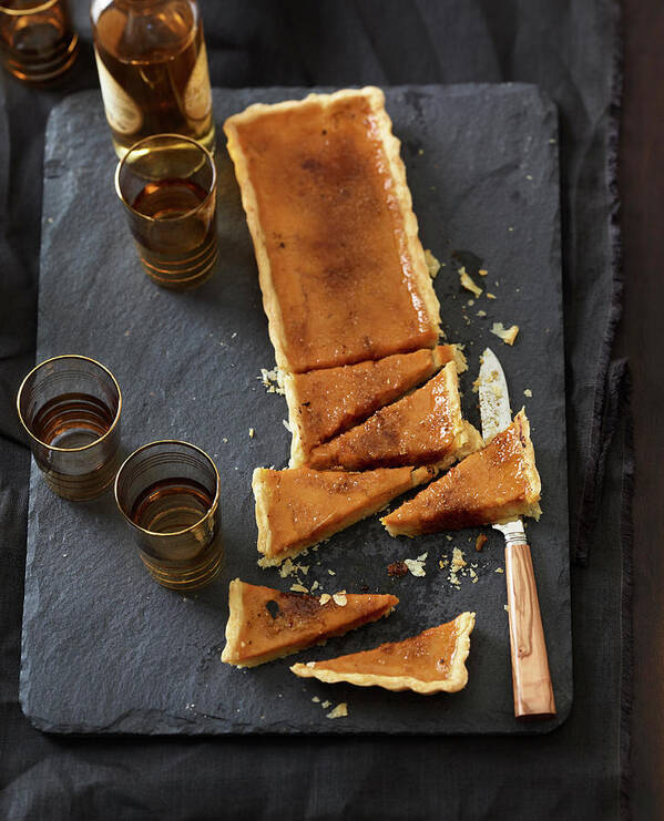 Cutting Board Poster featuring the photograph Pumpkin Brulee Tart Dessert by Annabelle Breakey