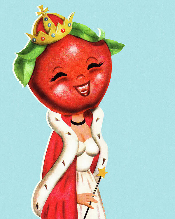 Apple Poster featuring the drawing Queen with an Apple Head by CSA Images