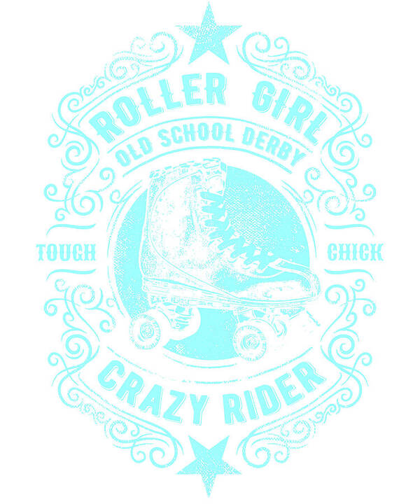 Roller Girl Aqua Tee Poster featuring the digital art Roller Girl Aqua Tee by Tina Lavoie
