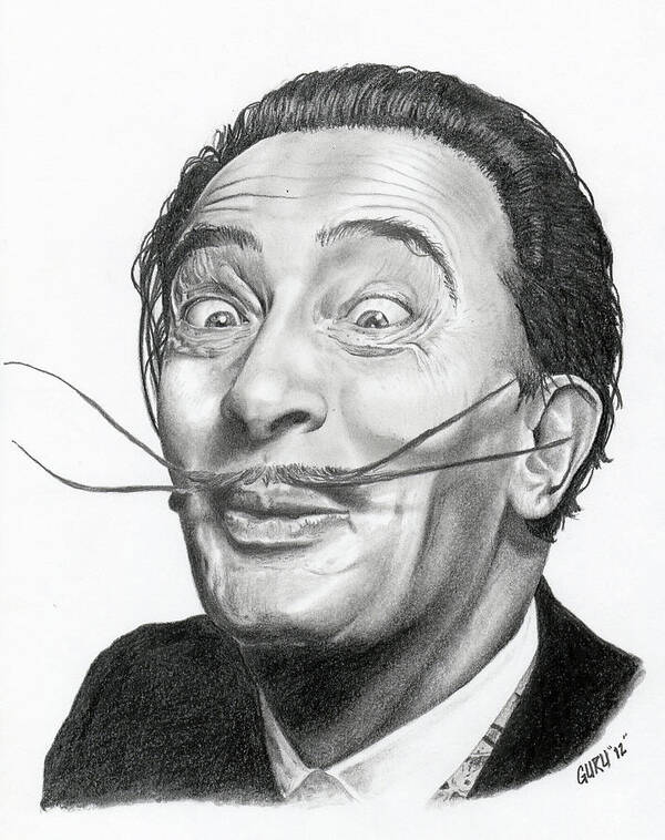  Poster featuring the drawing Salvidor Dali by Lantz Fisk
