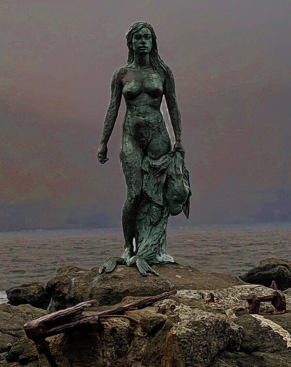 Statue Poster featuring the photograph Seal Woman Statue by Imagery-at- Work