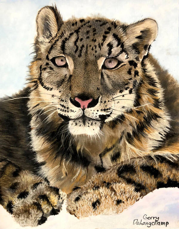 Tiger Poster featuring the pastel Snow Tiger by Gerry Delongchamp
