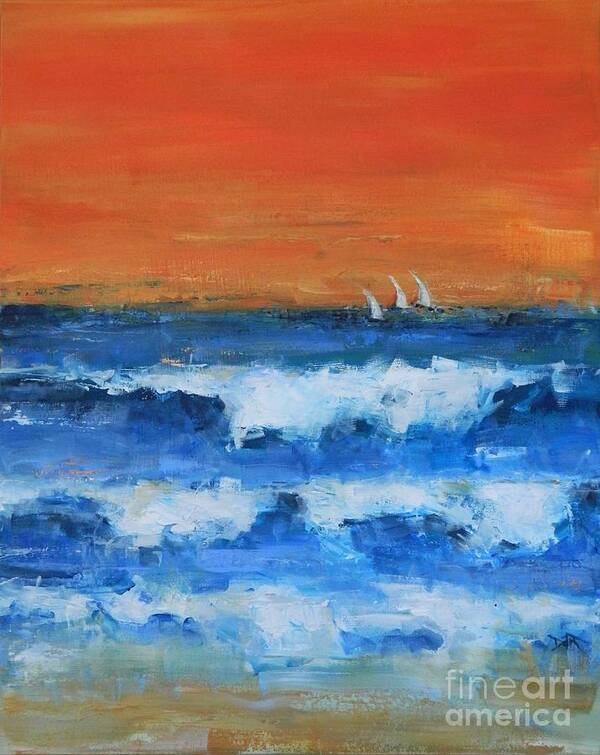 Sea Poster featuring the painting Solace by the Sea 2 by Dan Campbell