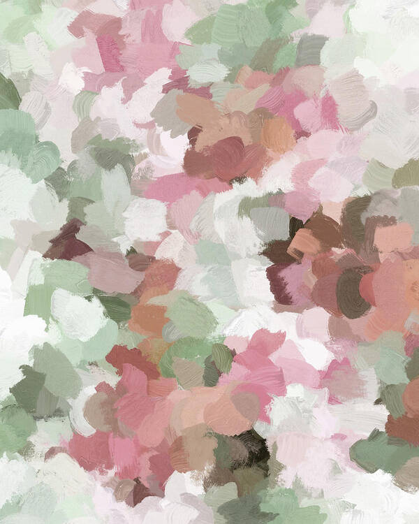 Sage Mint Green Fuchsia Blush Pink Salmon Poster featuring the painting Spring Flurry by Rachel Elise