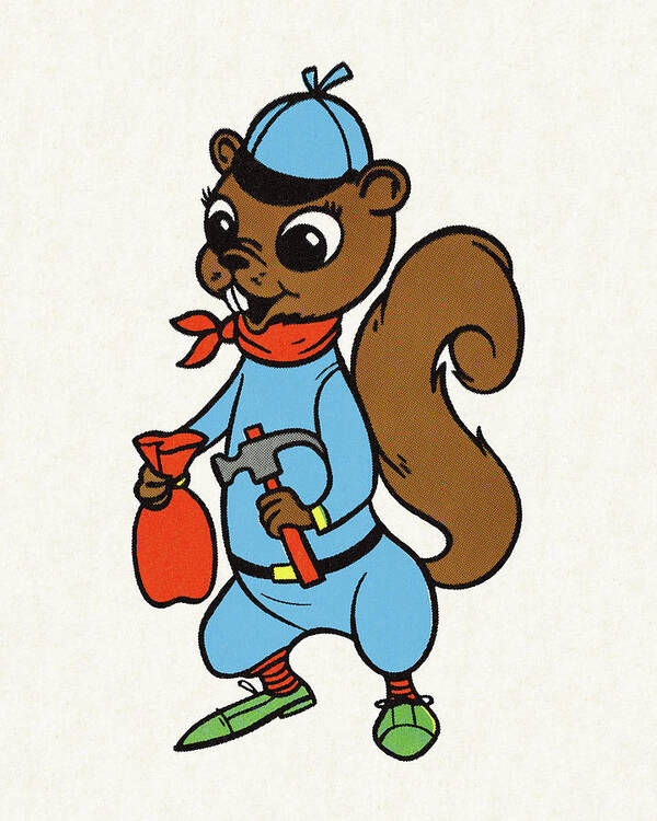 Accessories Poster featuring the drawing Squirrel Dressed in Clothes by CSA Images