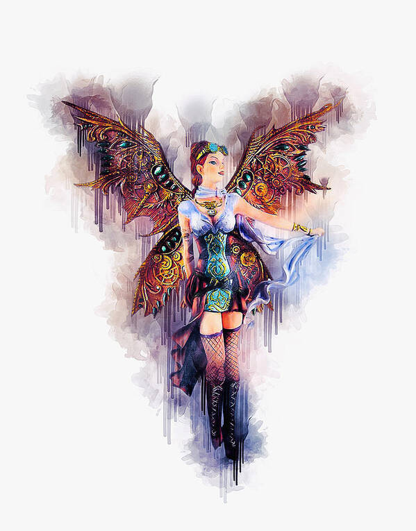 Fantasy Poster featuring the digital art Steampunk Gothic Angel by Ian Mitchell