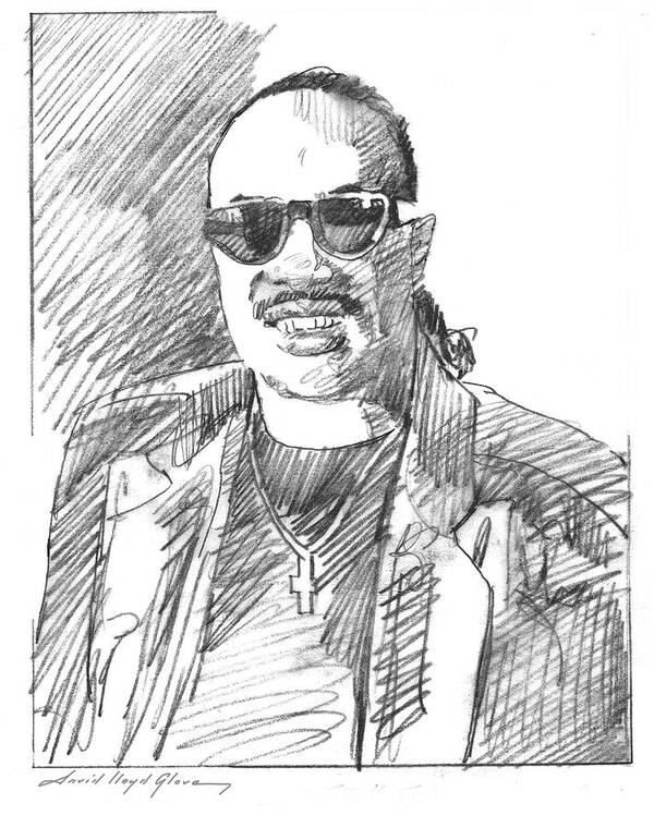 Stevie Wonder Poster featuring the drawing Stevie Wonder Drawing by David Lloyd Glover