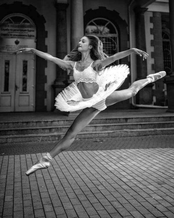 Ballerina Poster featuring the photograph Street Performance Bw IIi by Vasil Nanev