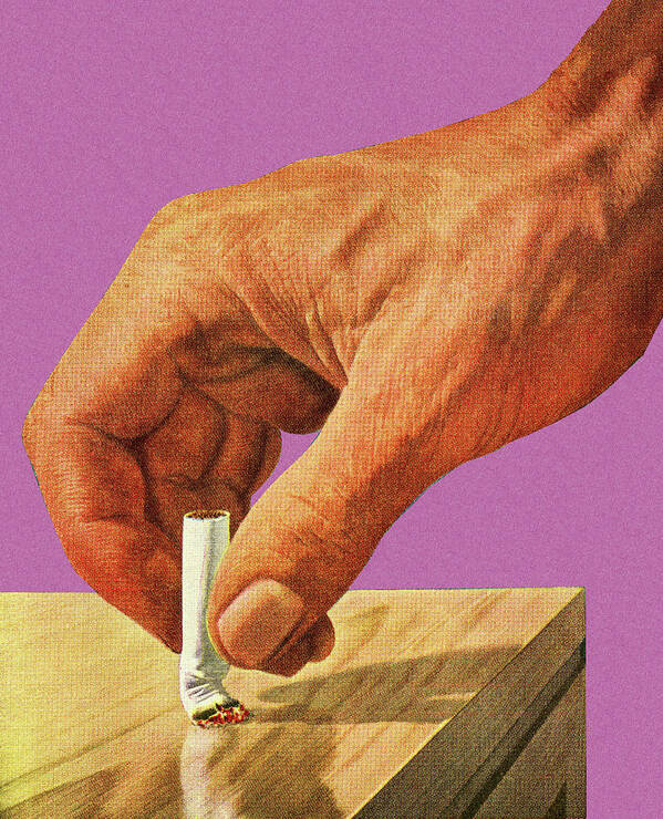 Bad Habit Poster featuring the drawing Stubbing Out a Cigarette by CSA Images